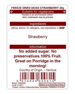 FREEZE DRIED DICED STRAWBERRY 20GM