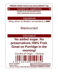 FREEZE DRIED BLACKCURRANT  20GM