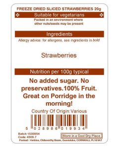 FREEZE DRIED STRAWBERRY SLICES 20GM
