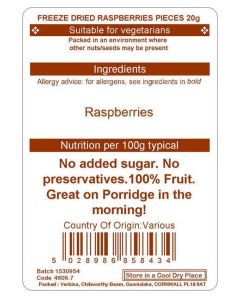 FREEZE DRIED RASPBERRY PIECES 20GM