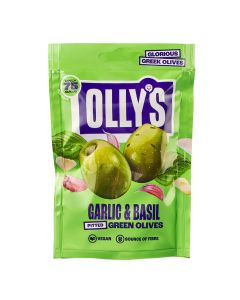 OLLYS GARLIC & BASIL OLVES IN POUCH 12 X 50G