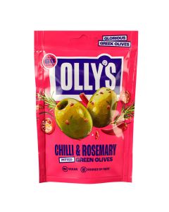 OLLYS CHILLI & ROSEMARY OLVES IN POUCH 12 X 50G