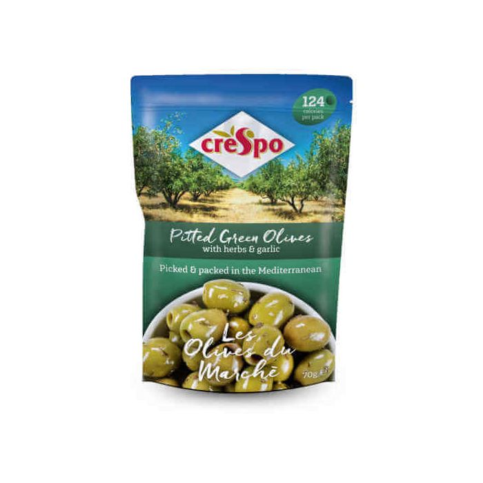CRESPO GREEN OLIVES+HERBS+GARLIC 8X70G