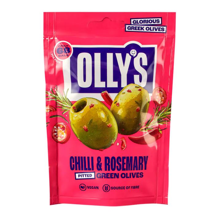 OLLYS CHILLI & ROSEMARY OLVES IN POUCH 12 X 50G